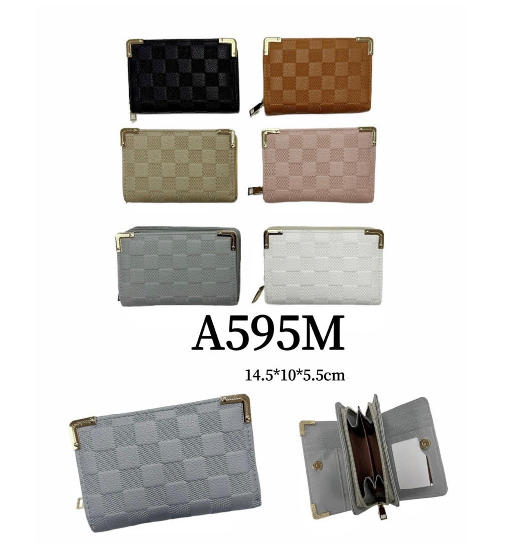 Embossed checked purses with gold detail 