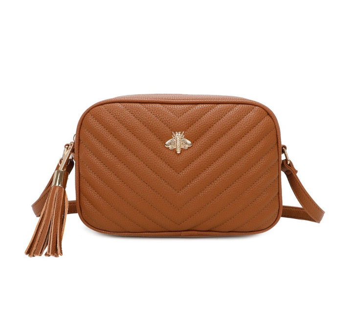 Quilted Bee Detail Crossbody Bag