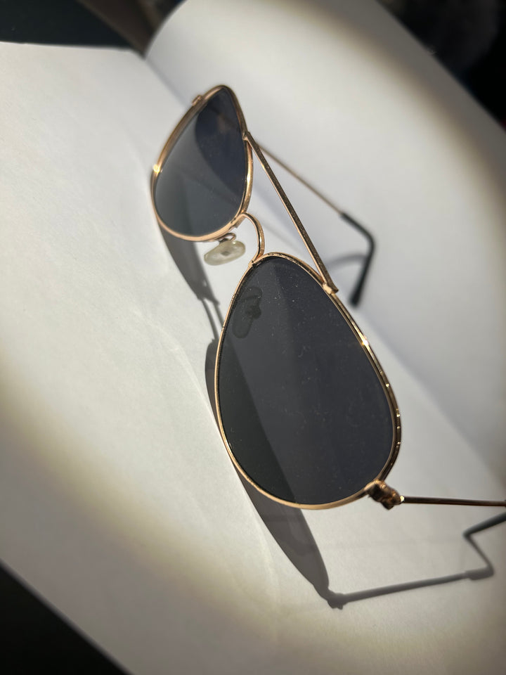Small black framed gold detail sunglasses 