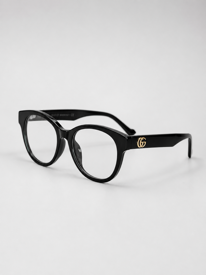 Black Rectangle Sunglasses with Gold Detail - GEE