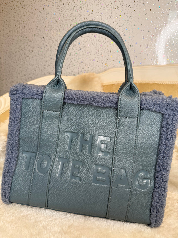 Debossed Small Fuzzy Edged Tote Handbags