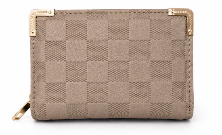 Gold edge quilted beige purse