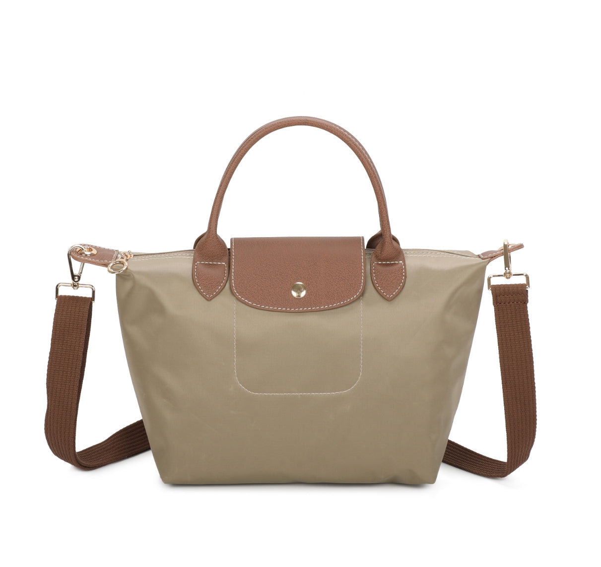 Beige handbag with brown accents