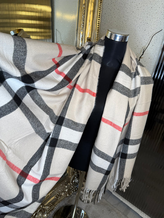Beige checked scarf