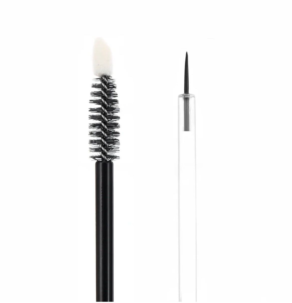Black mascara wand with bristle brush