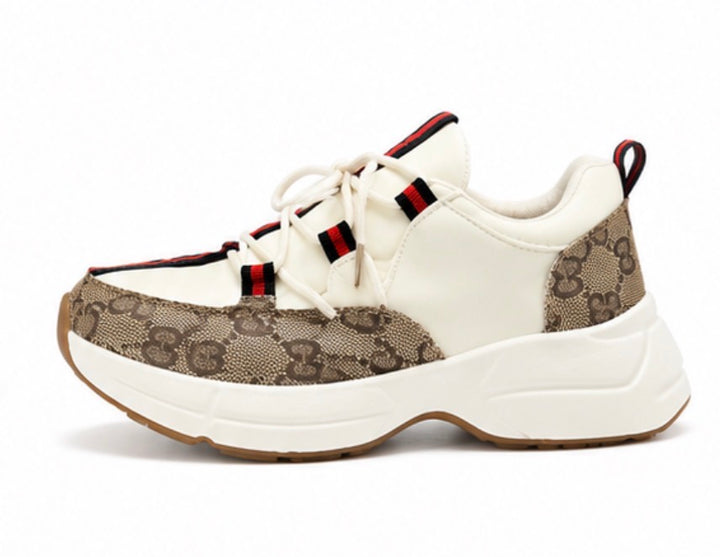 Beige stripe trainers