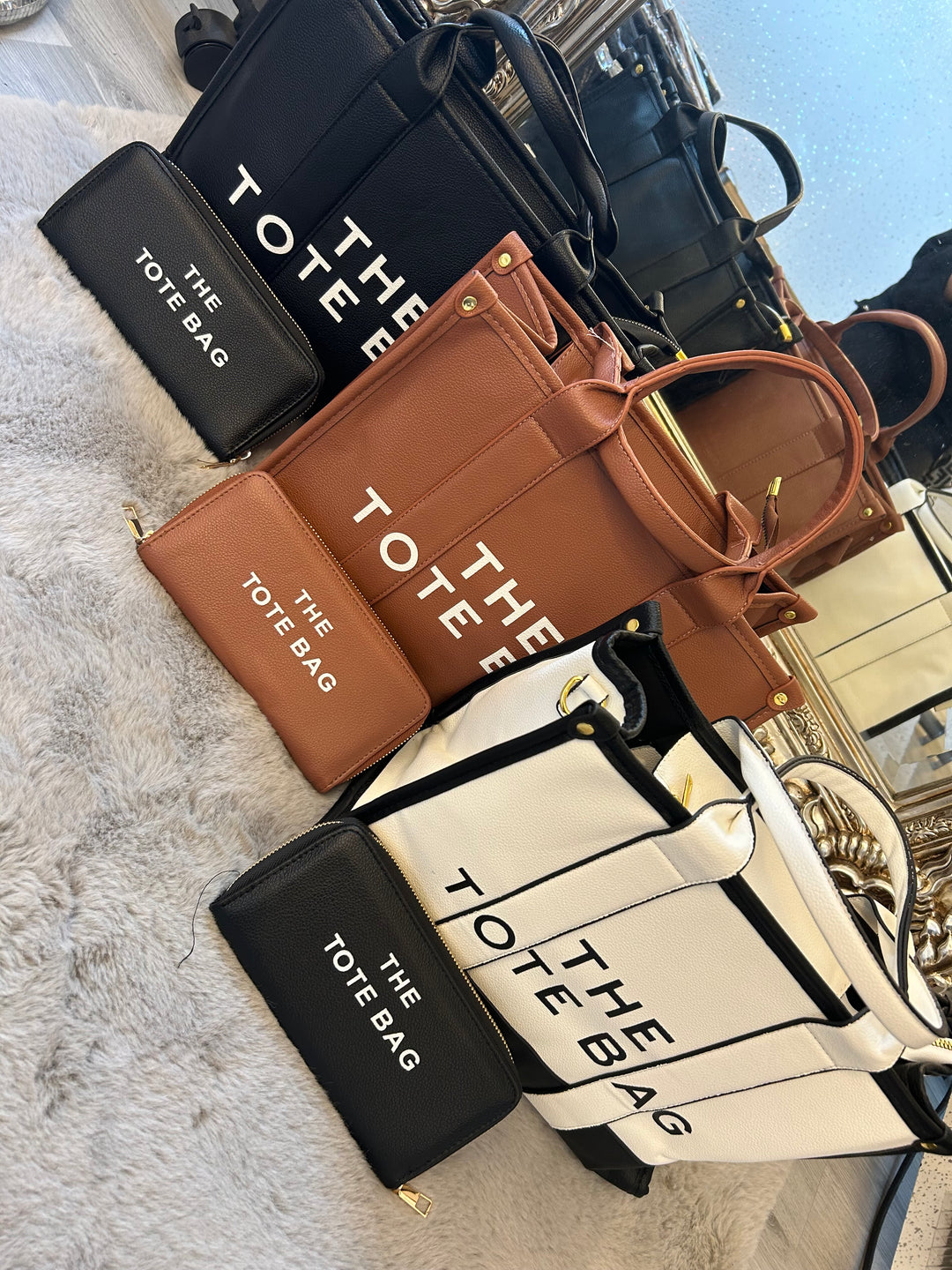 Tote bag and purse sets with the text &