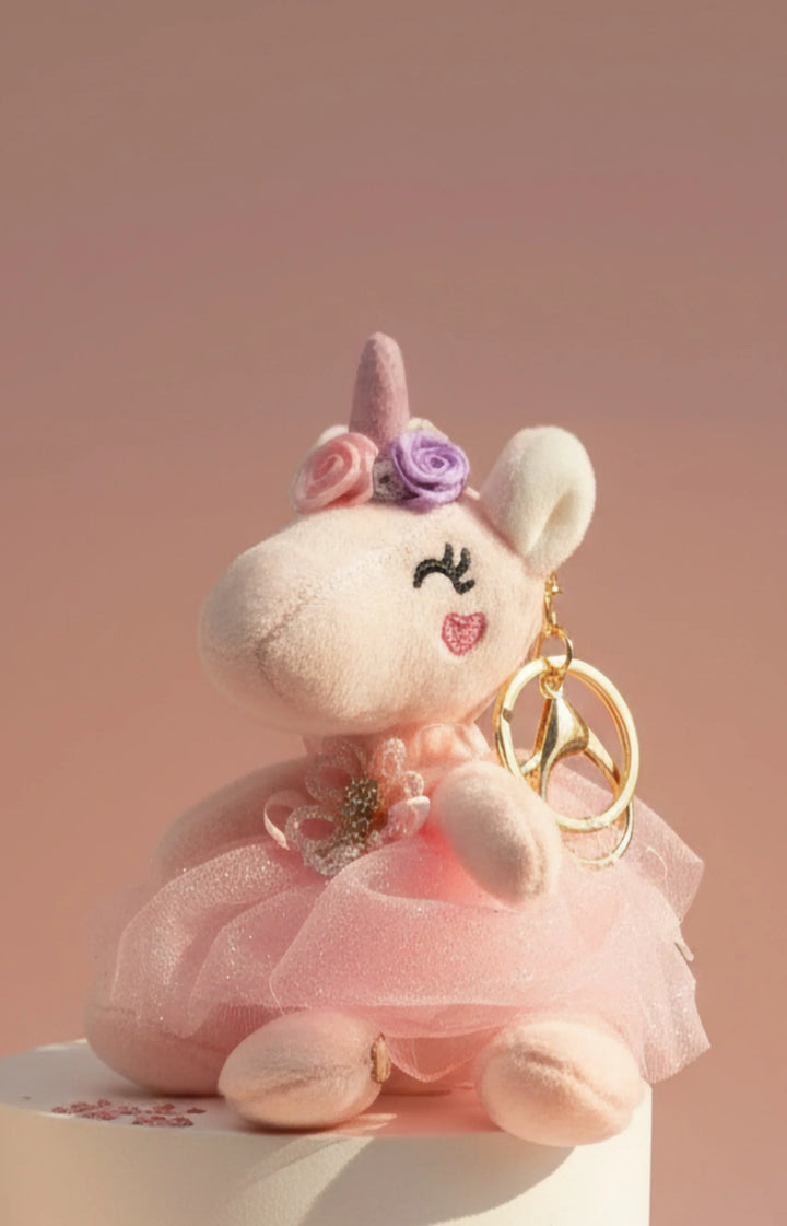 Unicorn soft teddy keyring