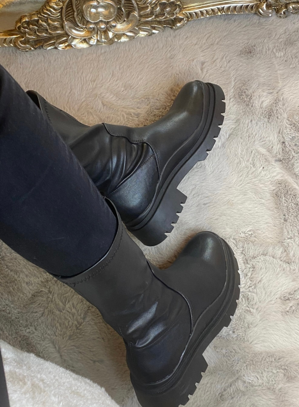 PU chunky sole ankle boot