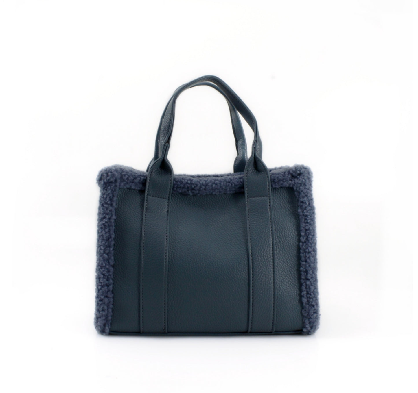 Debossed mini fuzzy edged tote handbags