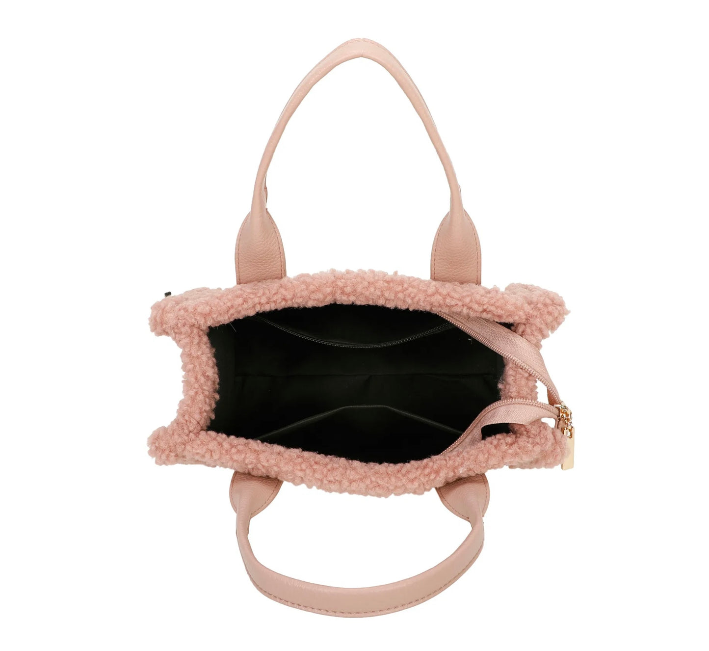 Debossed mini fuzzy edged tote handbags