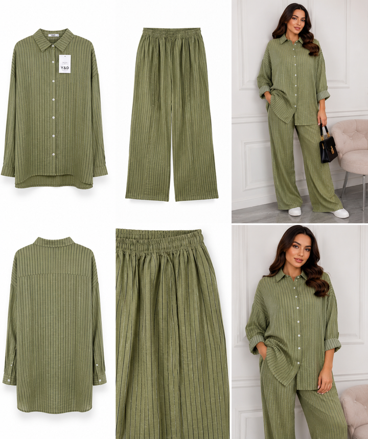 Pinstripe Shirt &amp; Trouser Co-Ord Set