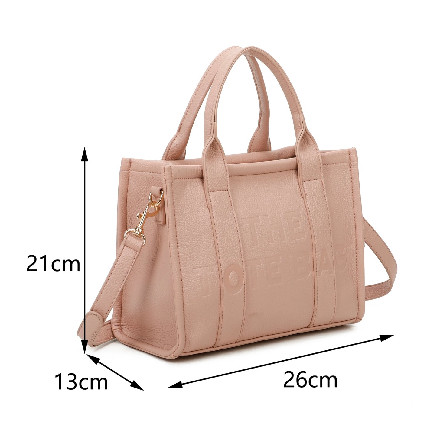 Debossed small tote handbag