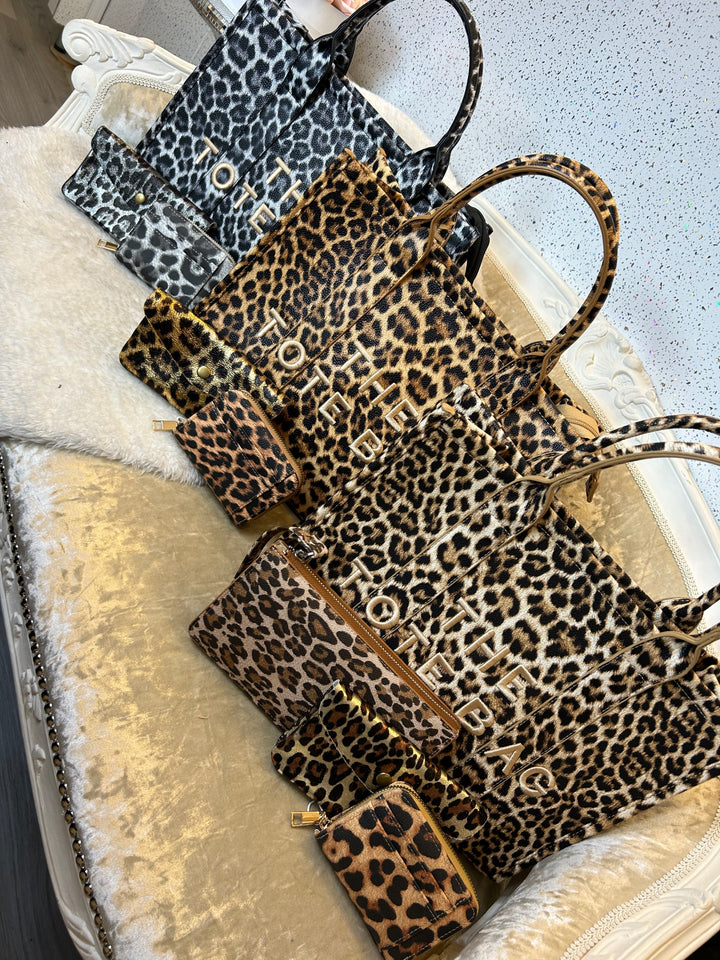 Collection of leopard print handbags
