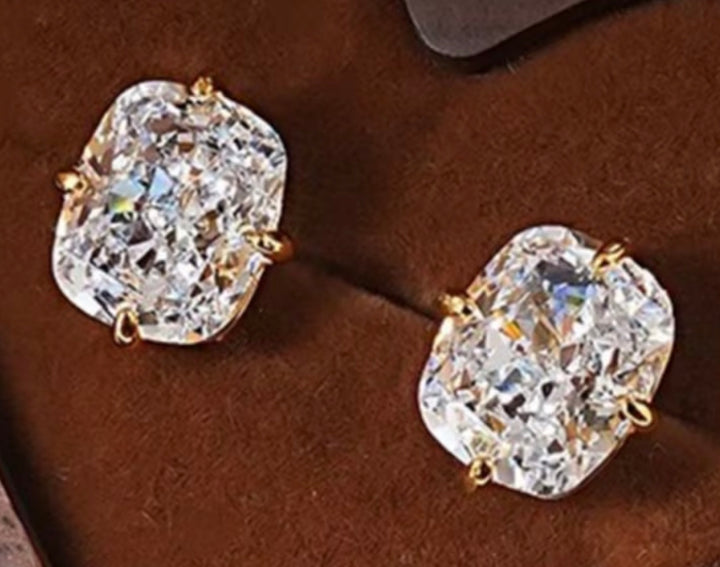 Simple Inlay Synthetic Zirconia Geometric Stud Earrings