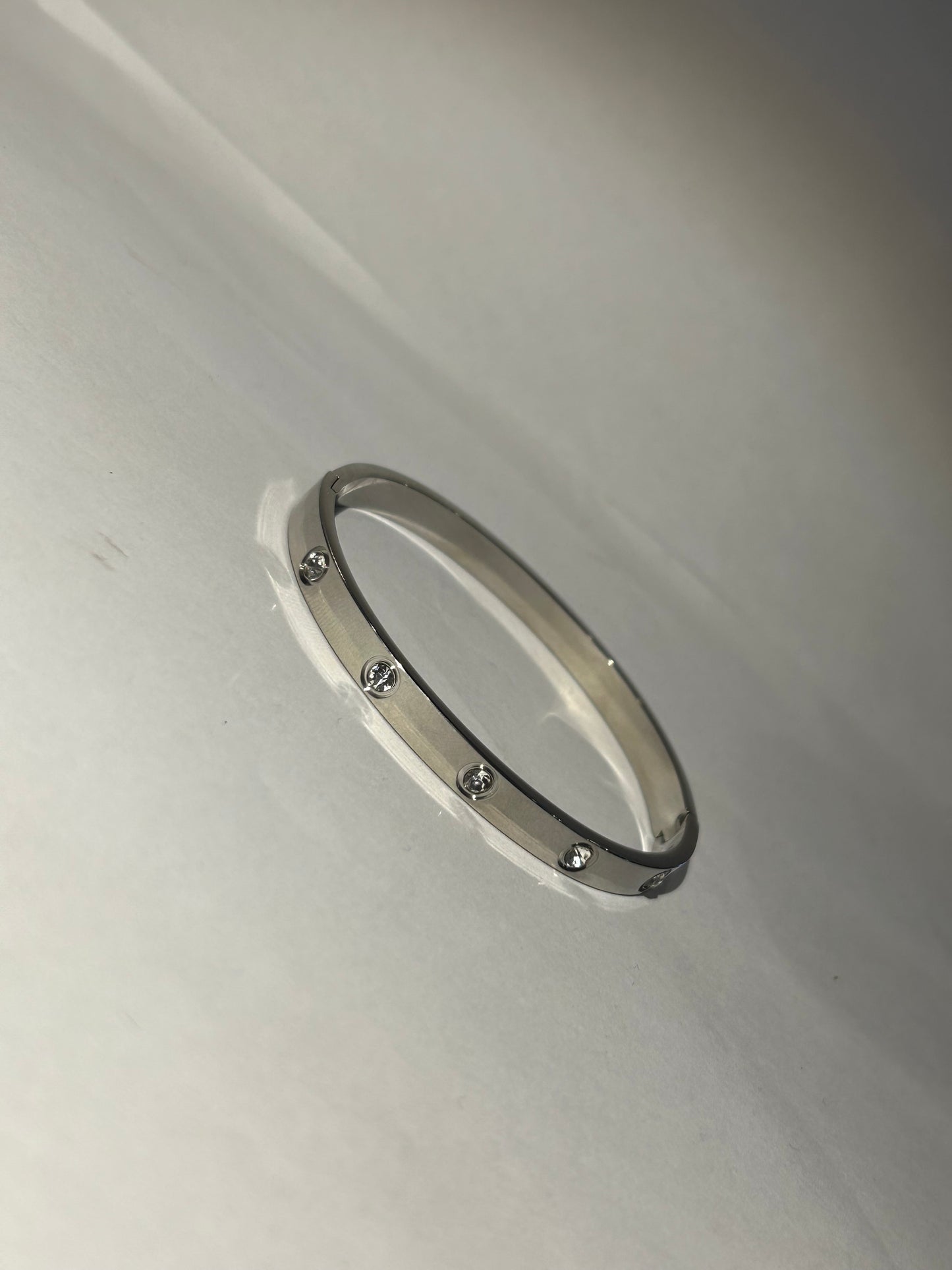 Silver gem bangle bracelet