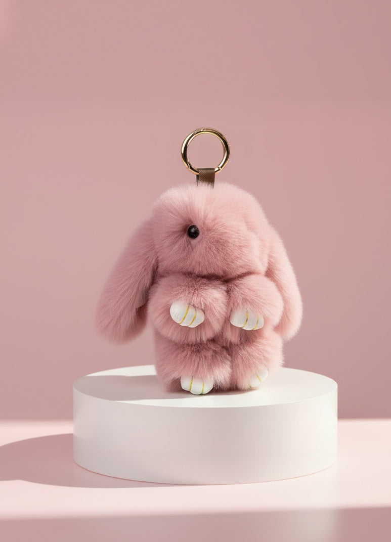 Light pink bunny teddy keyring 