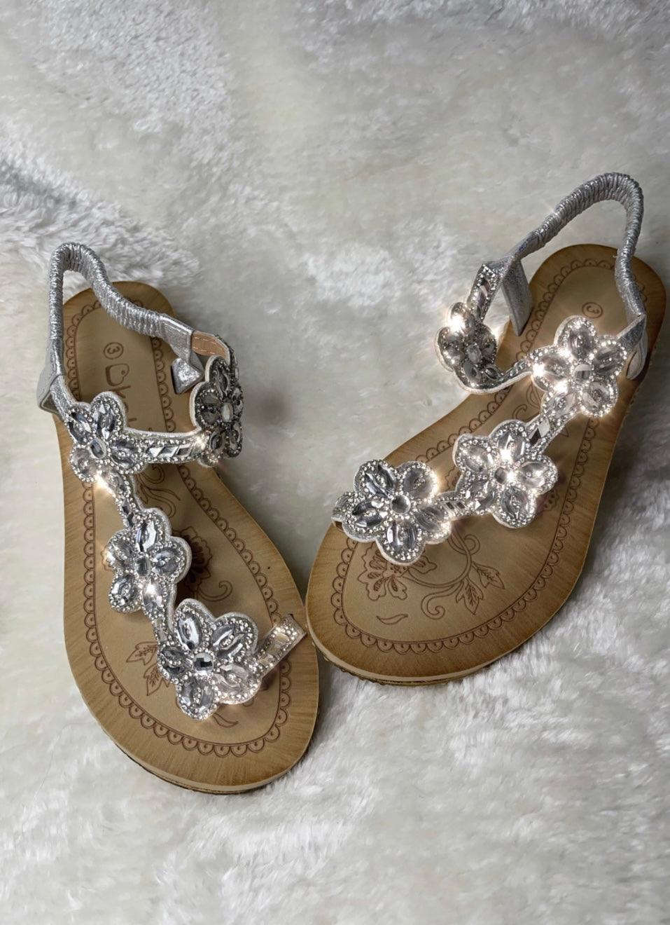 Silver toe post sandals - just pull on