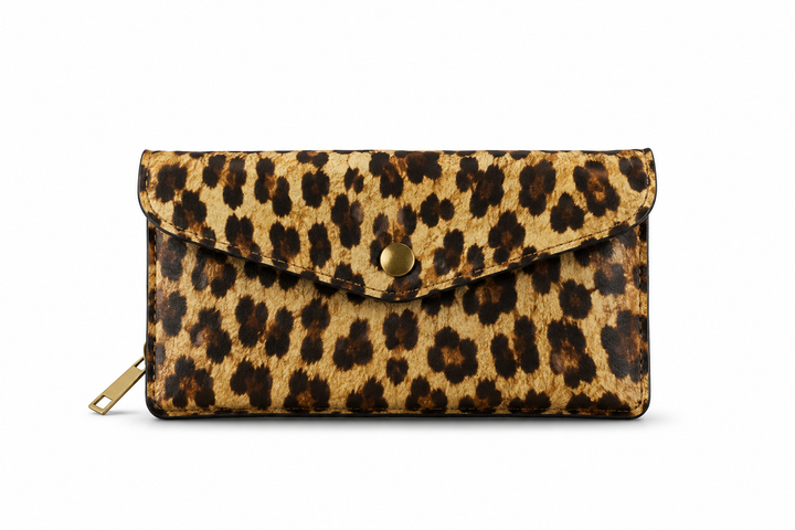 Real leather leopard print purse