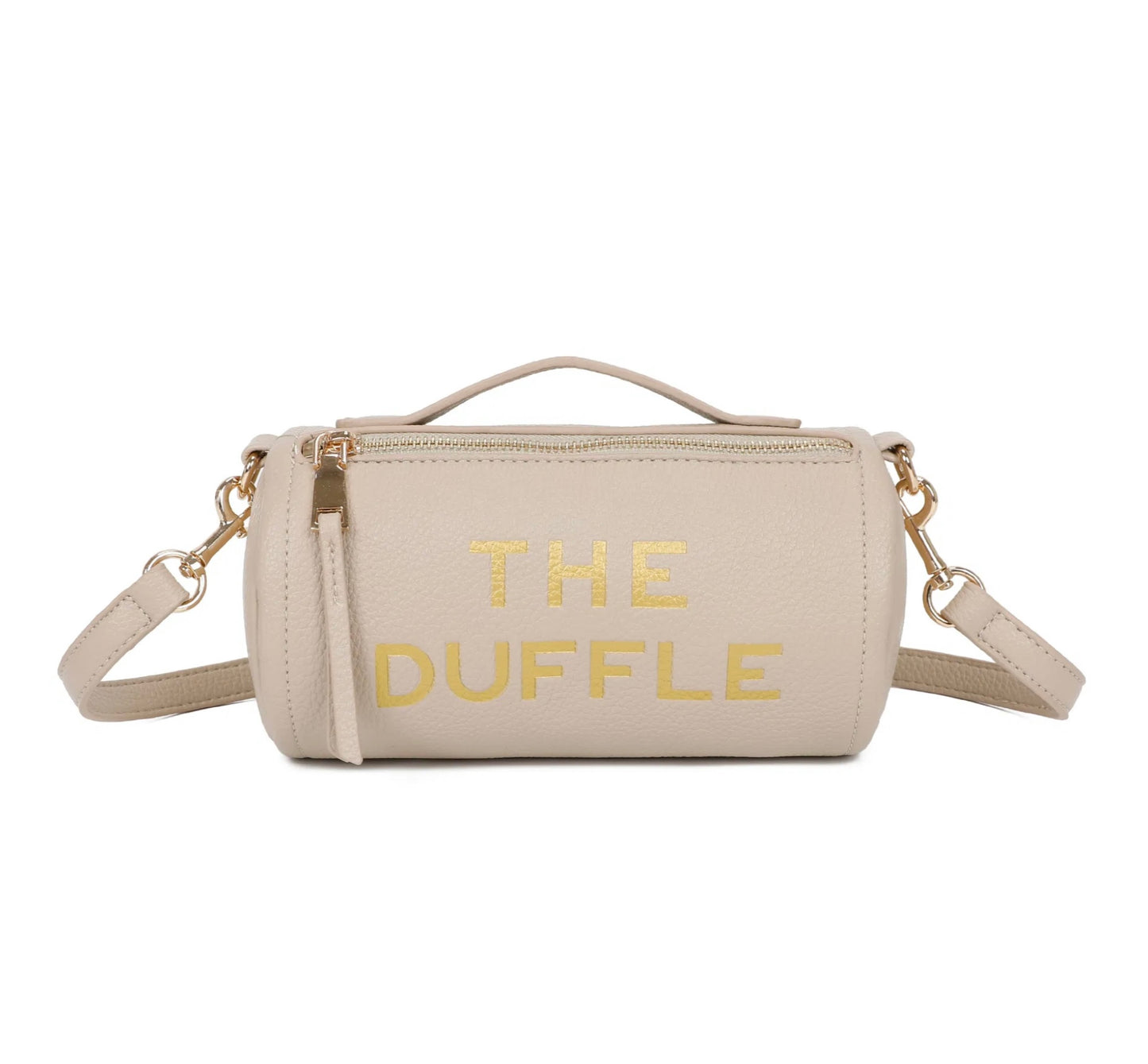 Duffle bag with gold letter detail