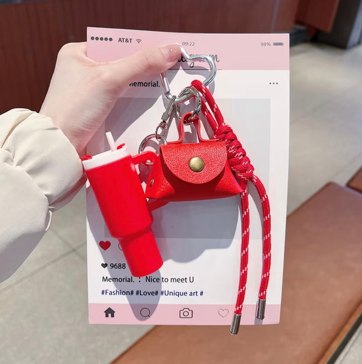 Mini Cup &amp; Clog Charm Keychain with Carabiner Clip – Cute Bag Accessory