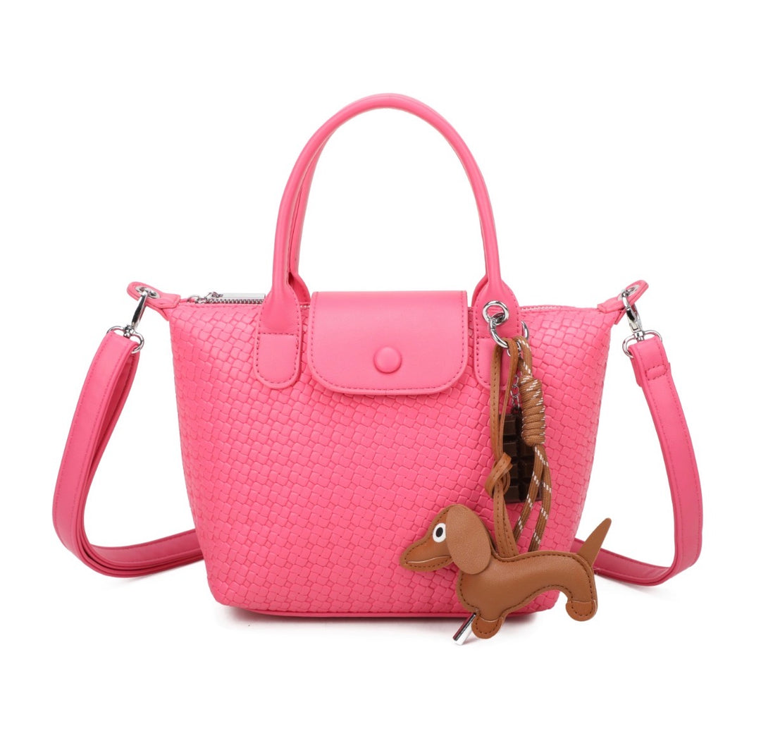 Dog Charm Tote Grab Bag Handbag