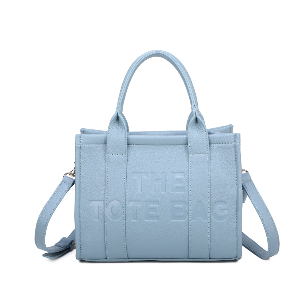 Debossed small tote handbag