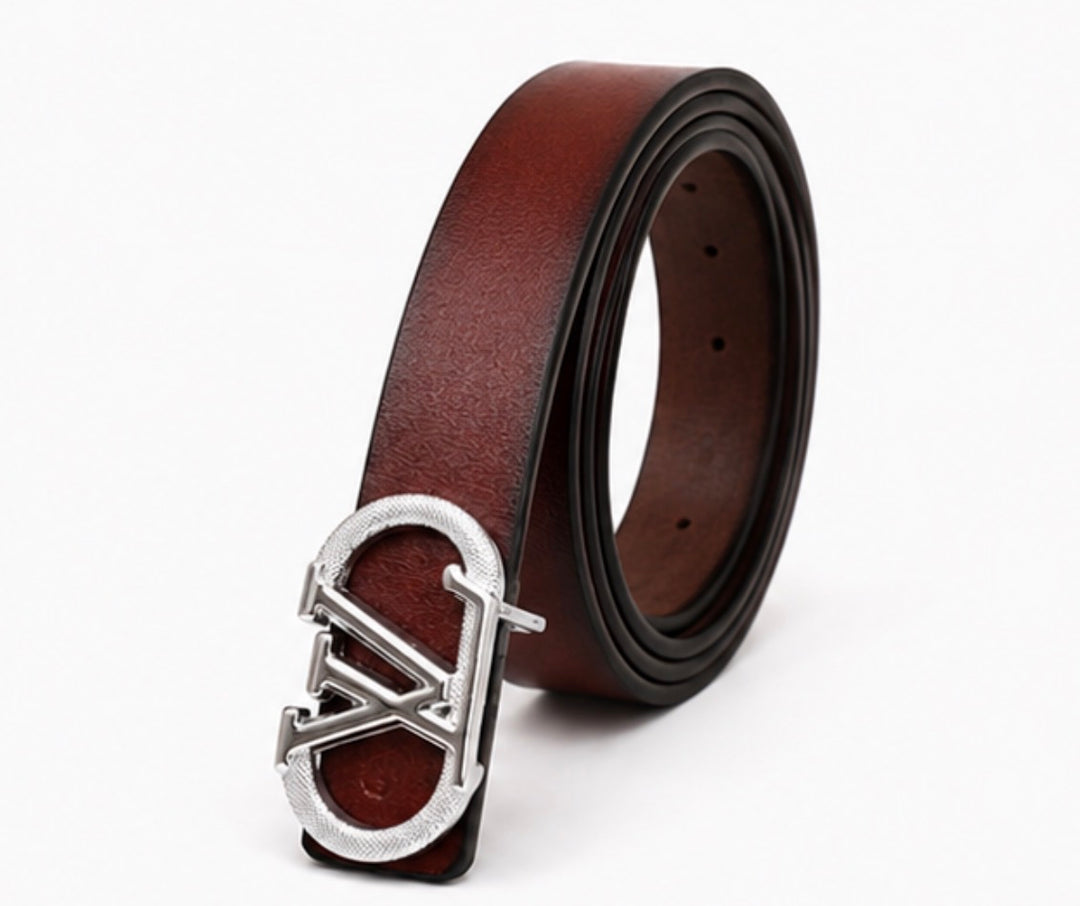Brown thin belt with silver crystal embellishments 