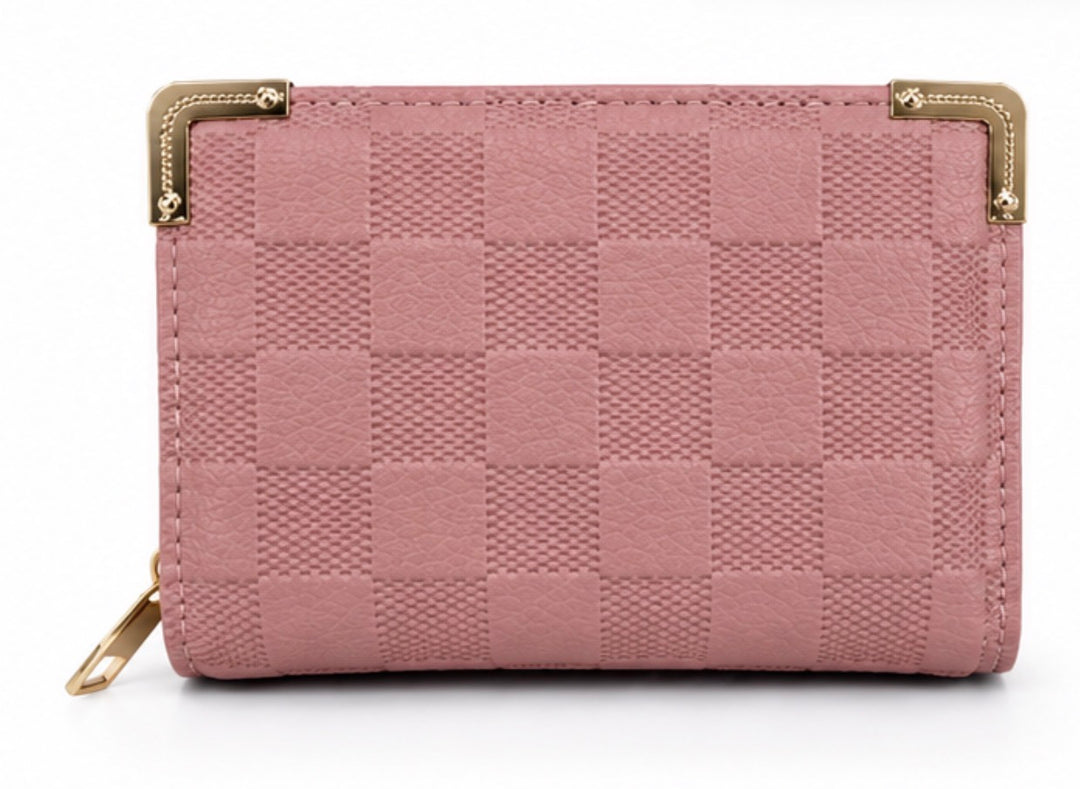 Gold edge quilted pink purse
