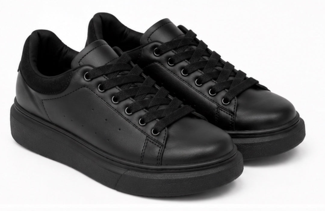 Boys black chunky sole trainers with matte finish
