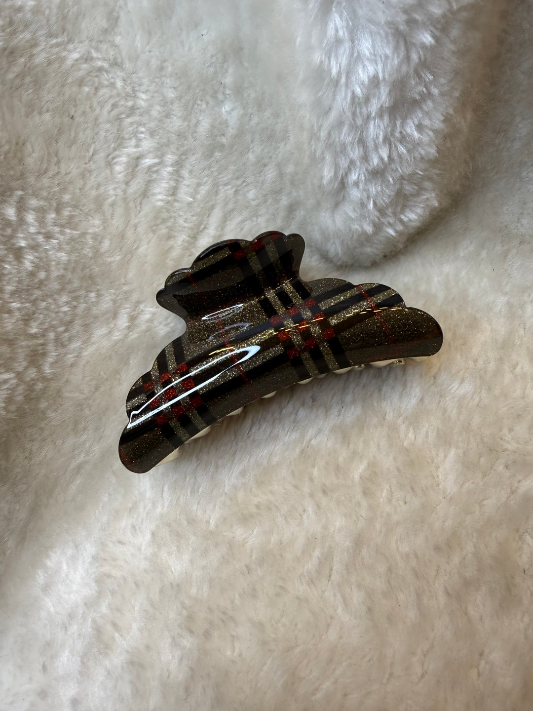 Sparkly checked hair clips