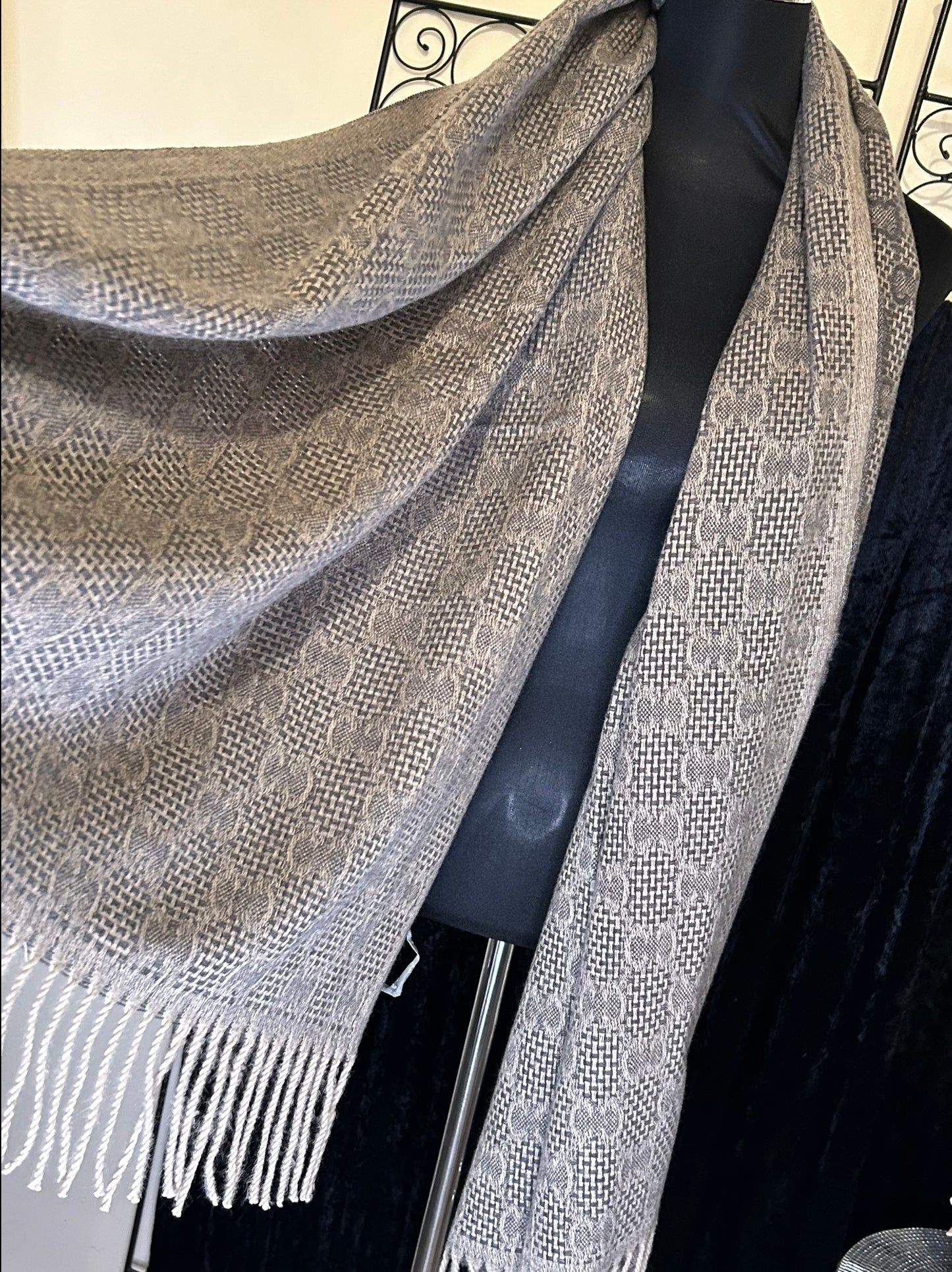 Grey letter scarf