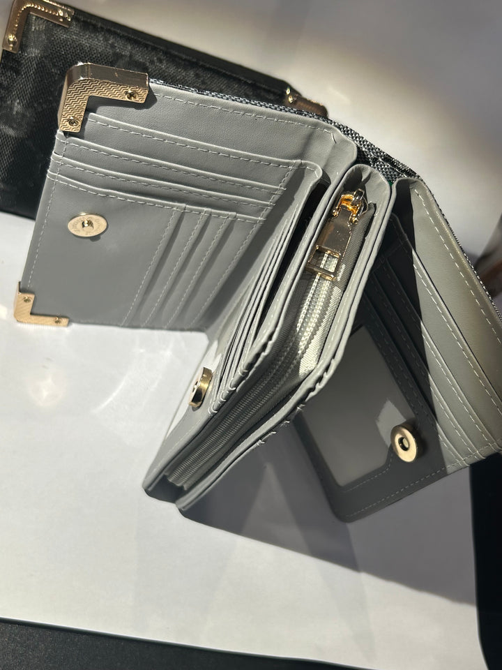 Monogram purse interior card slots and coin zip