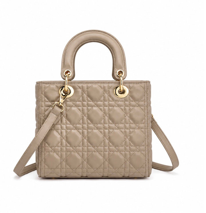 Tall Luxury Black Quilted Top Handle Tote Bag with Crossbody Strap