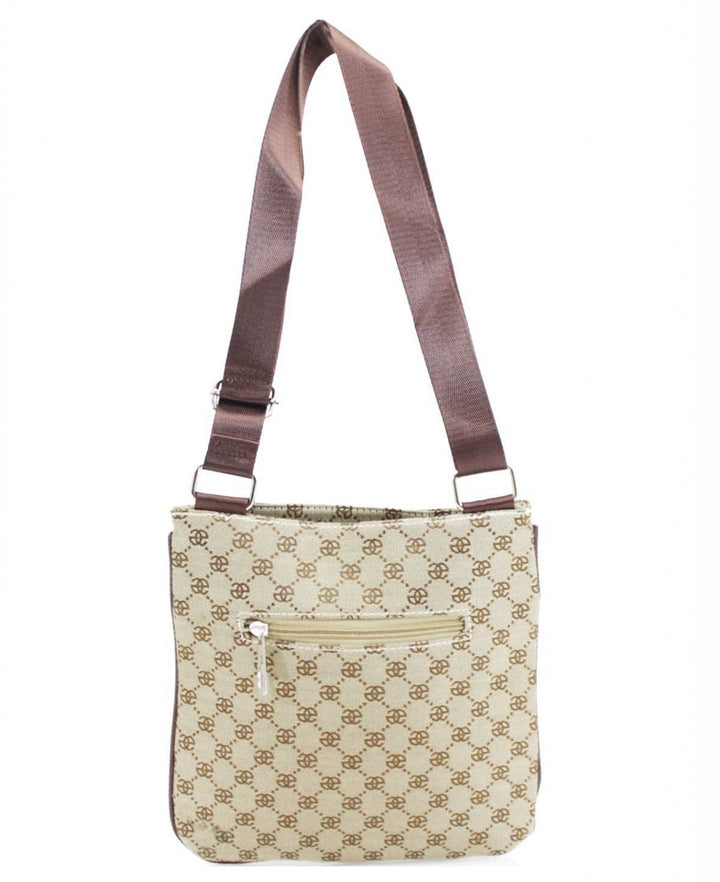 Beige handbag with brown strap
