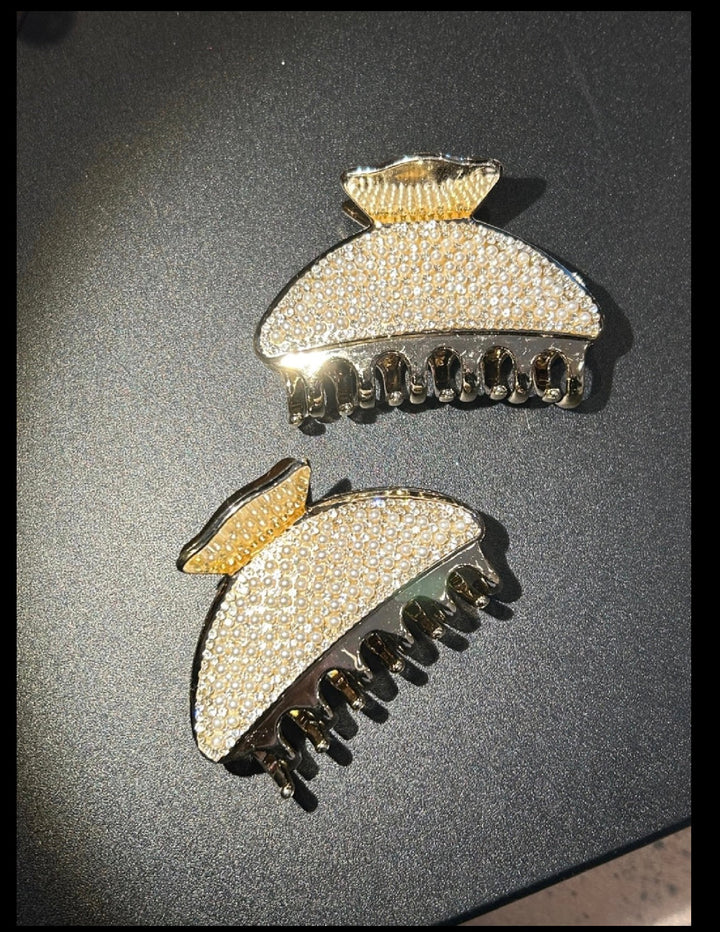 Crystal pearl hair clips