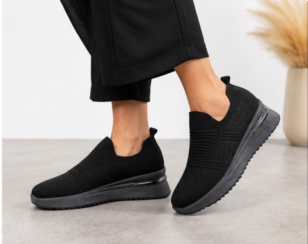 Black Slip On Ankle Sock Trainers
