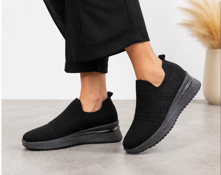 Black Slip On Ankle Sock Trainers
