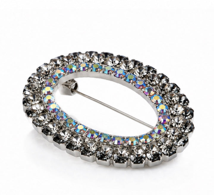Oval Crystal Statement Brooch