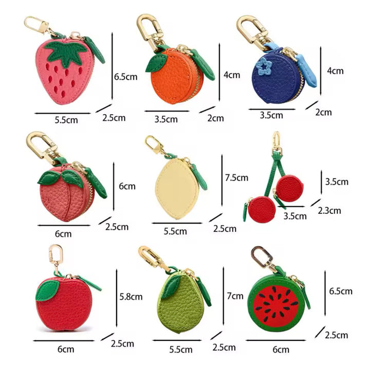 Cute Fruit Shape Coin Purse Mini Zipper Earphone Bag Keychain Pendant