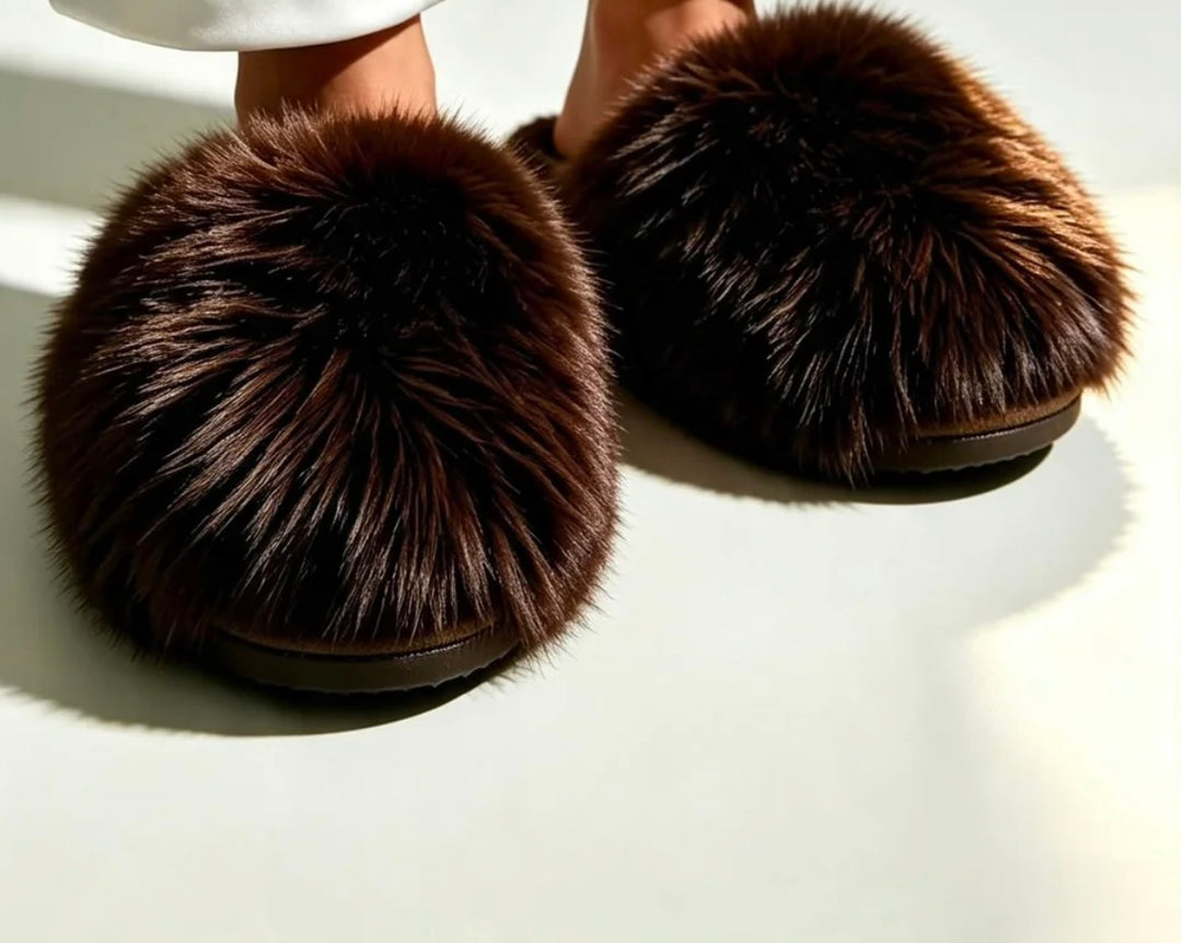 faux fur fluffy slippers