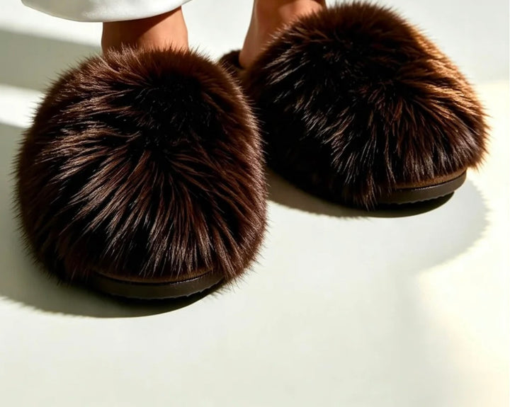 faux fur fluffy slippers