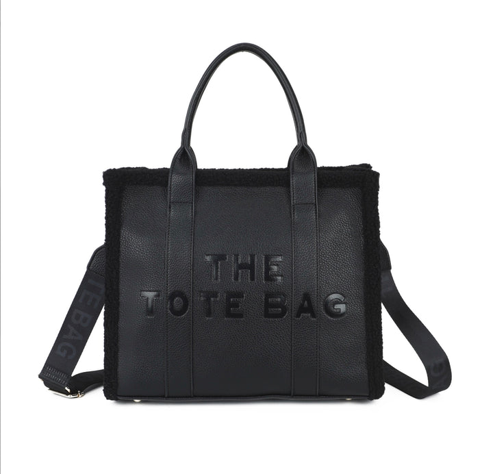 Large Fuzzy Edge Tote Bag