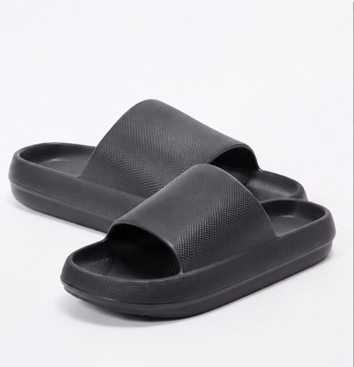 Women’s Slider Sandals | Black &amp; Orange Slip-On Summer Shoes | Lightweight Comfort Slides