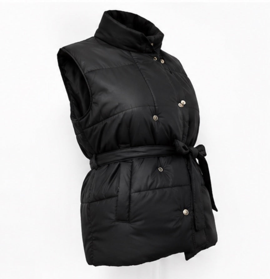 Longline Padded Belted Gilet