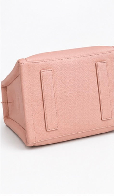 Pink Pebbled Tote Bag with Top Handles &amp; Shoulder Strap