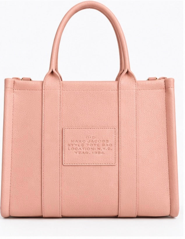 Pink Pebbled Tote Bag with Top Handles &amp; Shoulder Strap