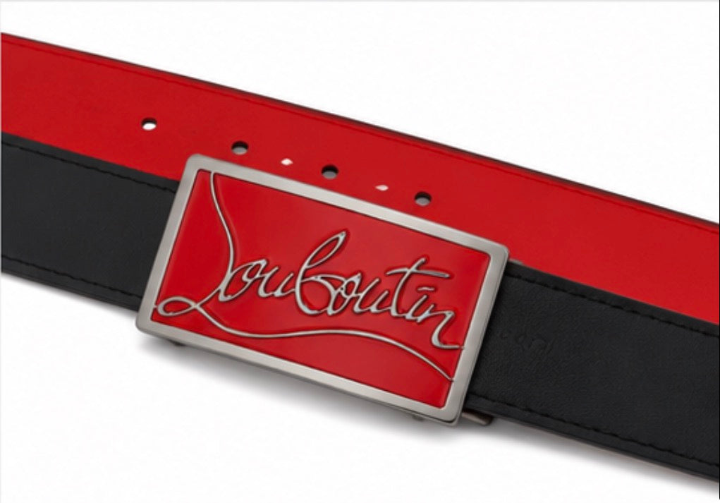 Black &amp; Red Statement Plaque Belt