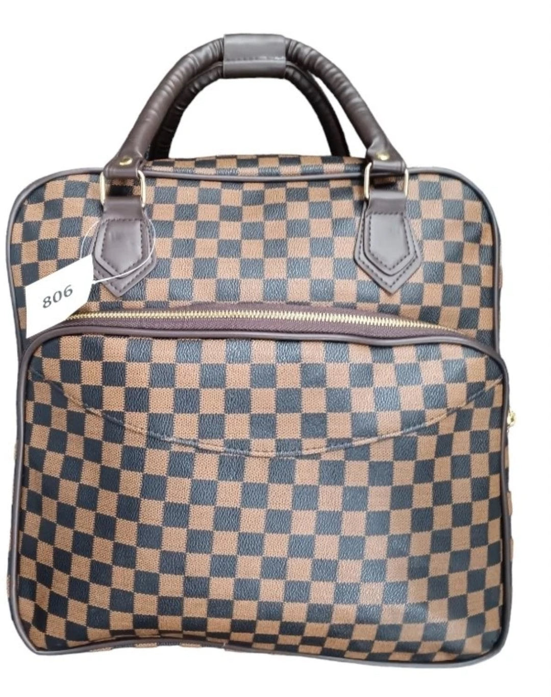Checkered bag with brown and black  pattern 