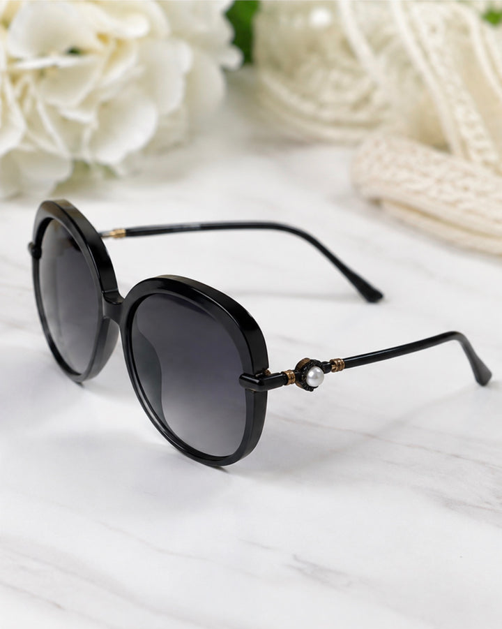 Pearl Detail Oversized Round Sunglasses